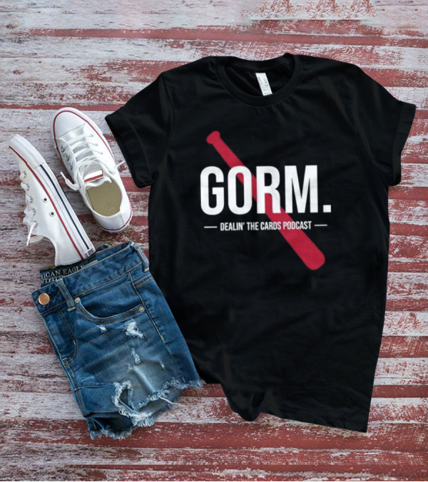 Gorm Dealin’ The Cards Podcast Red Baseball Bat Logo T-Shirt