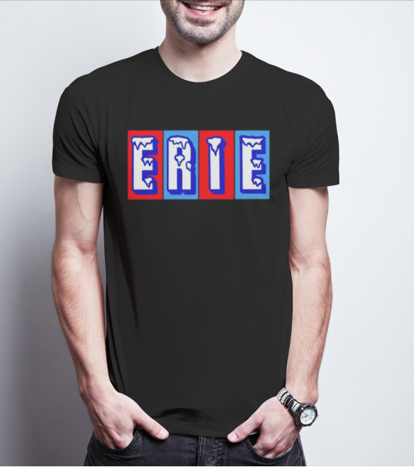 ERIE Ice Block Letters T-Shirt