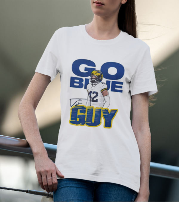 Go Blue Tj Guy 42 Football Player T-Shirt