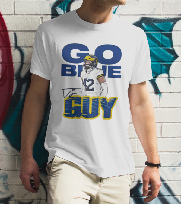 Go Blue Tj Guy 42 Football Player T-Shirt