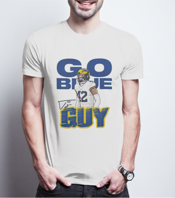 Go Blue Tj Guy 42 Football Player T-Shirt