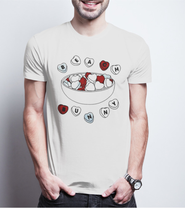 BEACH Bunny Heart Bowl With Red And Black Hearts T-Shirt