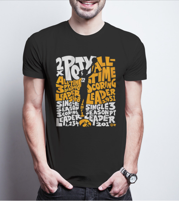 2X POTY Iowa All Time Scoring Leader 3951 Single Season Scoring Leader 1234 T-Shirt