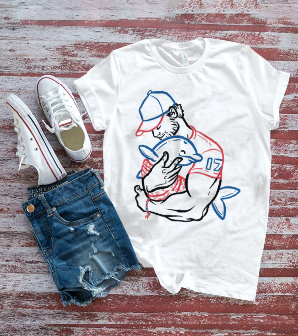 Dolphin I Love You Dad 17 Baseball Player Hugging Child's Plush Toy T-Shirt