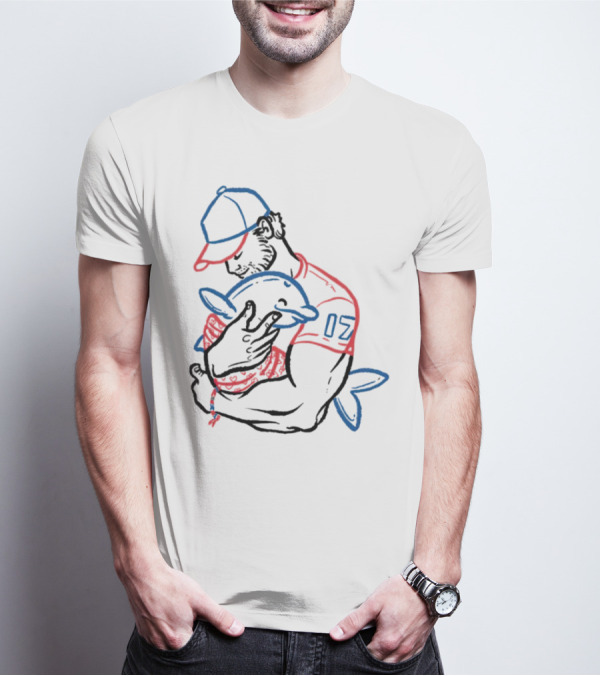 Dolphin I Love You Dad 17 Baseball Player Hugging Child's Plush Toy T-Shirt