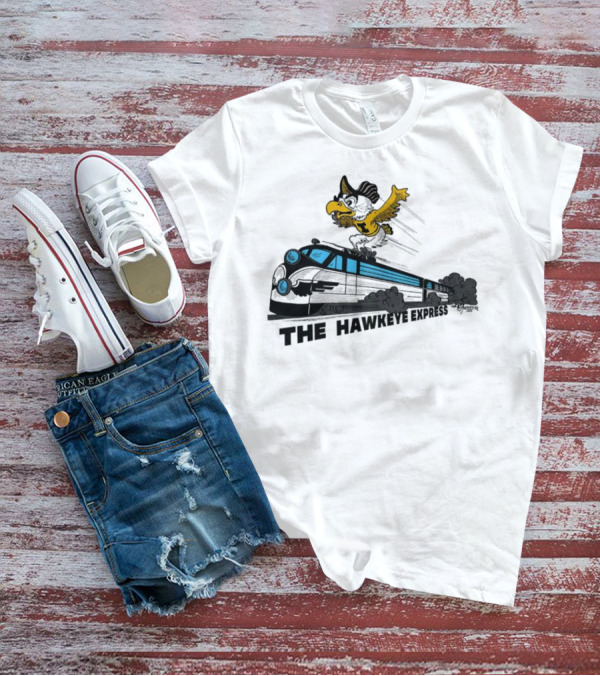 Iowa Hawkeyes The Hawkeye Express Train With Flying Mascot T-Shirt
