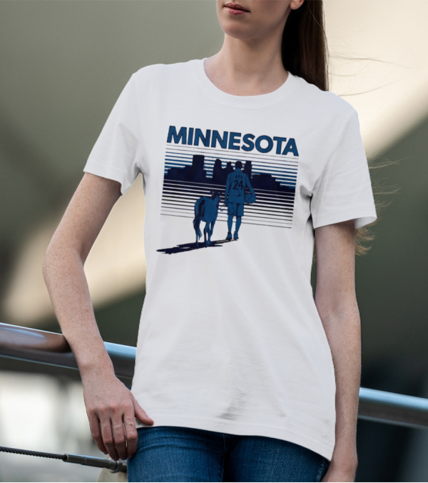 Minnesota Basketball 24 Bring Ya Ass Player And Dog With City Skyline T-Shirt