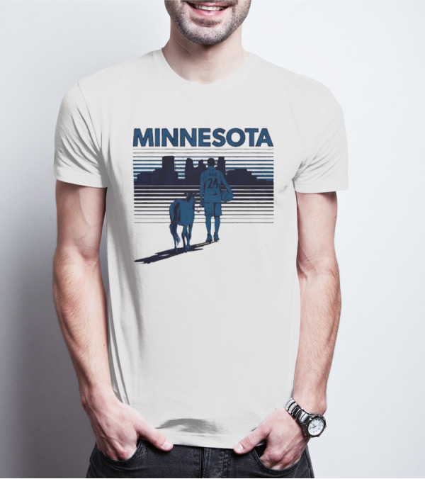 Minnesota Basketball 24 Bring Ya Ass Player And Dog With City Skyline T-Shirt