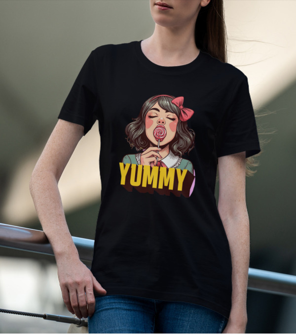 Yummy Girl With Lollipop Pop T-Shirt
