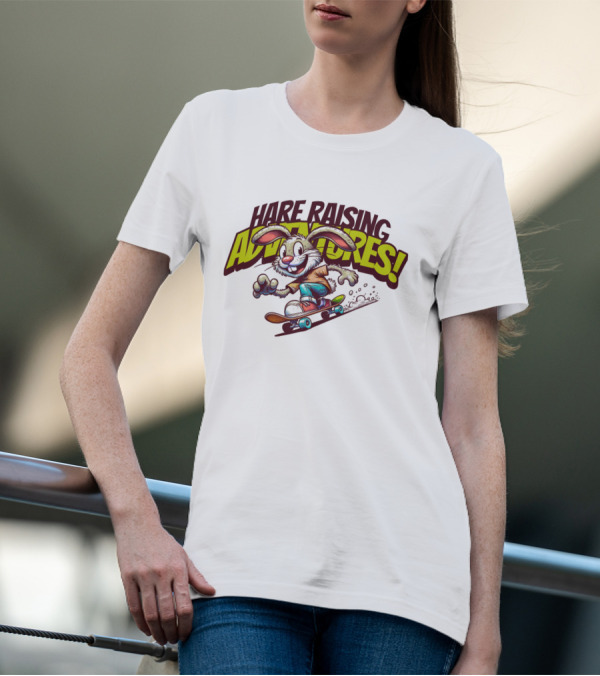 Hare Raising Adventures Skateboarding Rabbit T-Shirt