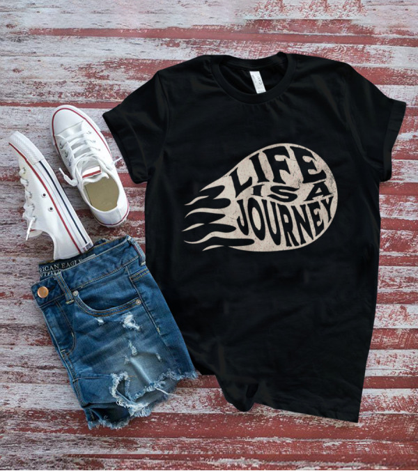 Life Is A Journey Flame-Inspired Text T-Shirt