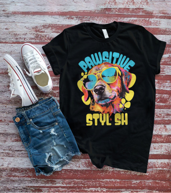 Pawsitive Styl Sh Sunglasses Retro Dog T-Shirt