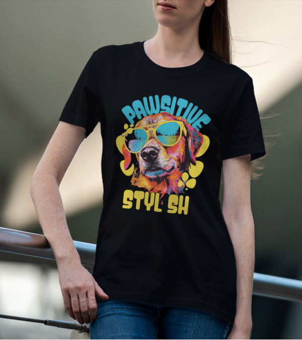 Pawsitive Styl Sh Sunglasses Retro Dog T-Shirt