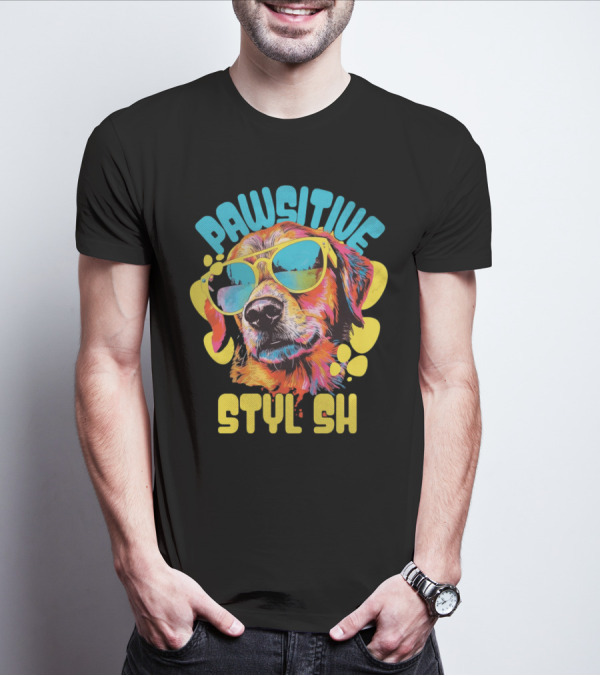Pawsitive Styl Sh Sunglasses Retro Dog T-Shirt