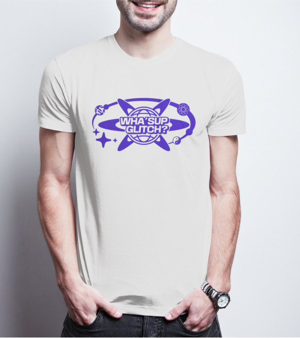 WHA'SUP GLITCH YNOT2K Retro Tech Atomic Globe T-Shirt
