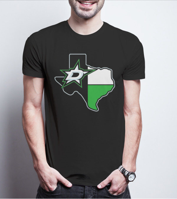 Dallas Stars NHL Texas Outline And Emblem T-Shirt