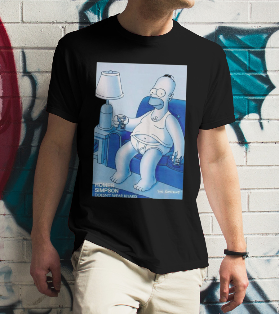 Homer Simpson Relaxing At Home With Drink And Remote Control T-Shirt