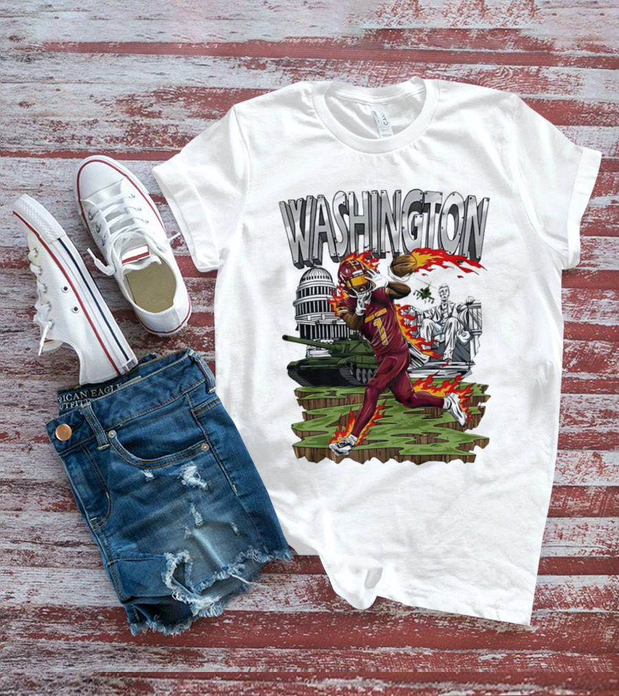 Washington Commanders Jahan Dotson Football Cartoon Capitol Tank Lincoln Fire T-Shirt