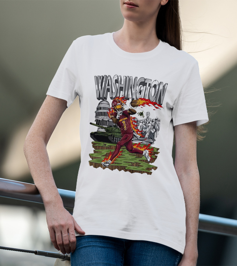 Washington Commanders Jahan Dotson Football Cartoon Capitol Tank Lincoln Fire T-Shirt