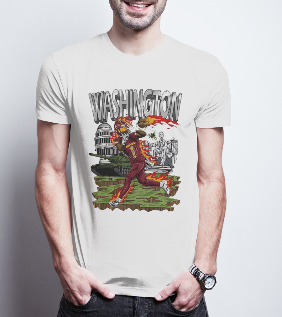 Washington Commanders Jahan Dotson Football Cartoon Capitol Tank Lincoln Fire T-Shirt