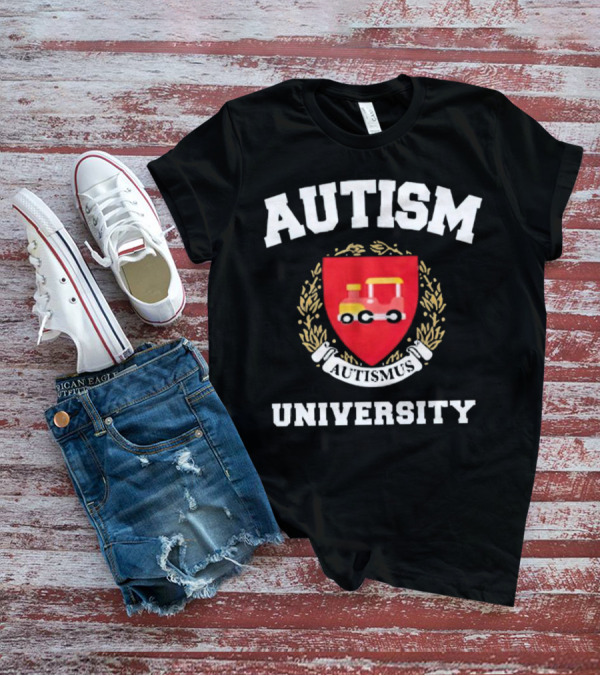 Autismus University Autism Joke Shield With Toy Car Crest T-Shirt