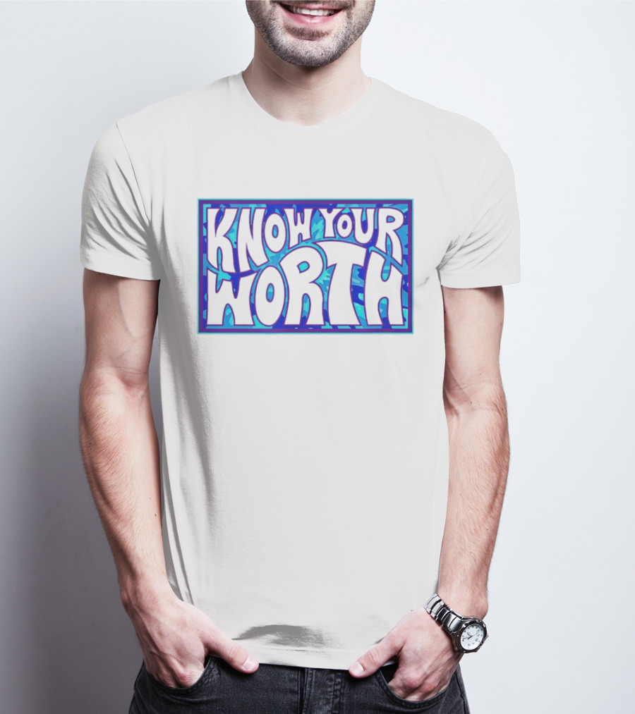 Know Your Worth Blue Abstract T-Shirt