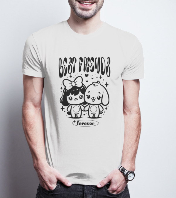 Best Freuds Forever Cute Characters With Bow And Dog T-Shirt