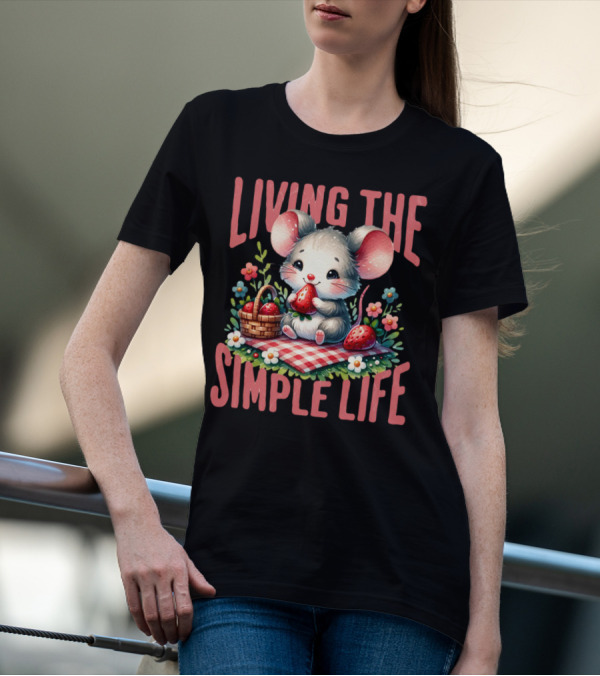 Living The Simple Life Cottagecore Picnic Mouse T-Shirt