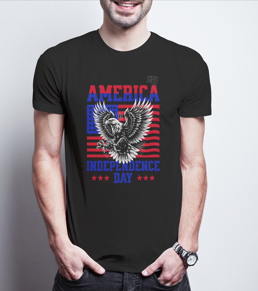 America Independence Day Eagle Flag Stars T-Shirt
