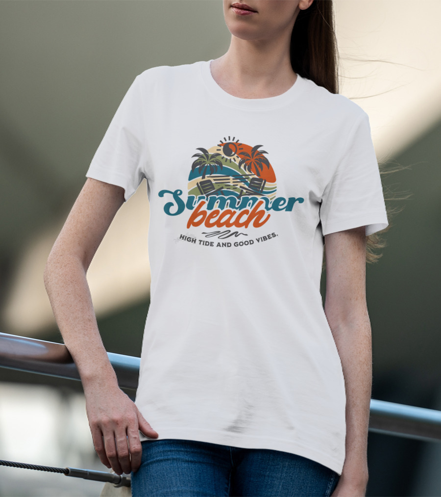 Summer Beach High Tide And Good Vibes T-Shirt