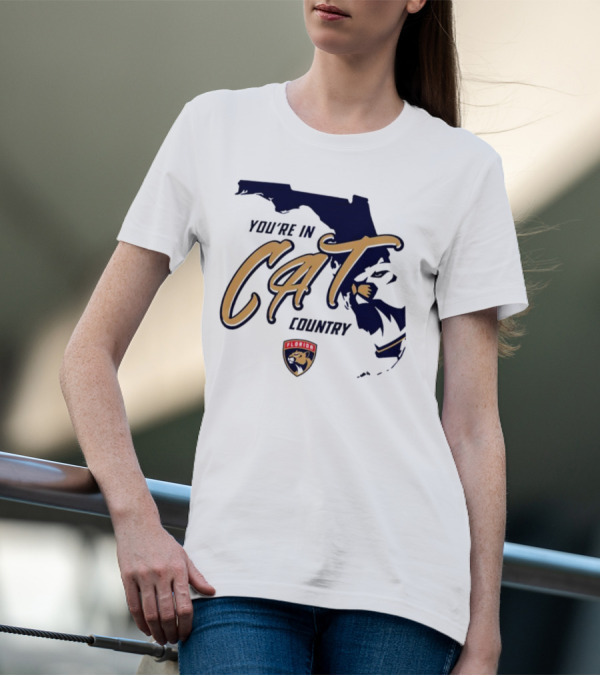 Florida Panthers You're In Cat Country Map Outline T-Shirt