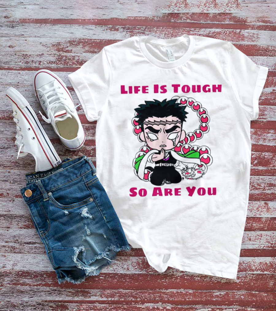 Life Is Tough So Are You Anime Character With Beads And Green Accents T-Shirt