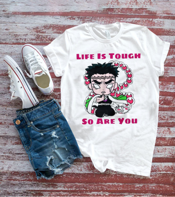 Life Is Tough So Are You Anime Character With Beads And Green Accents T-Shirt