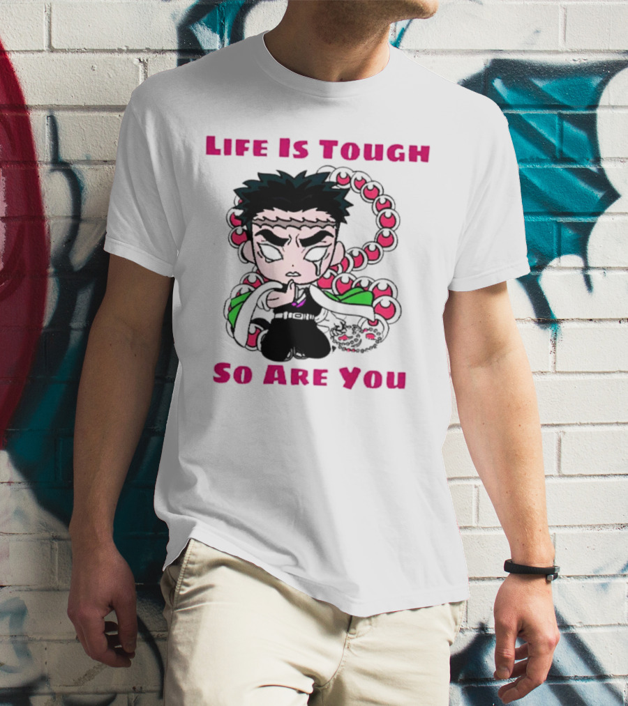 Life Is Tough So Are You Anime Character With Beads And Green Accents T-Shirt