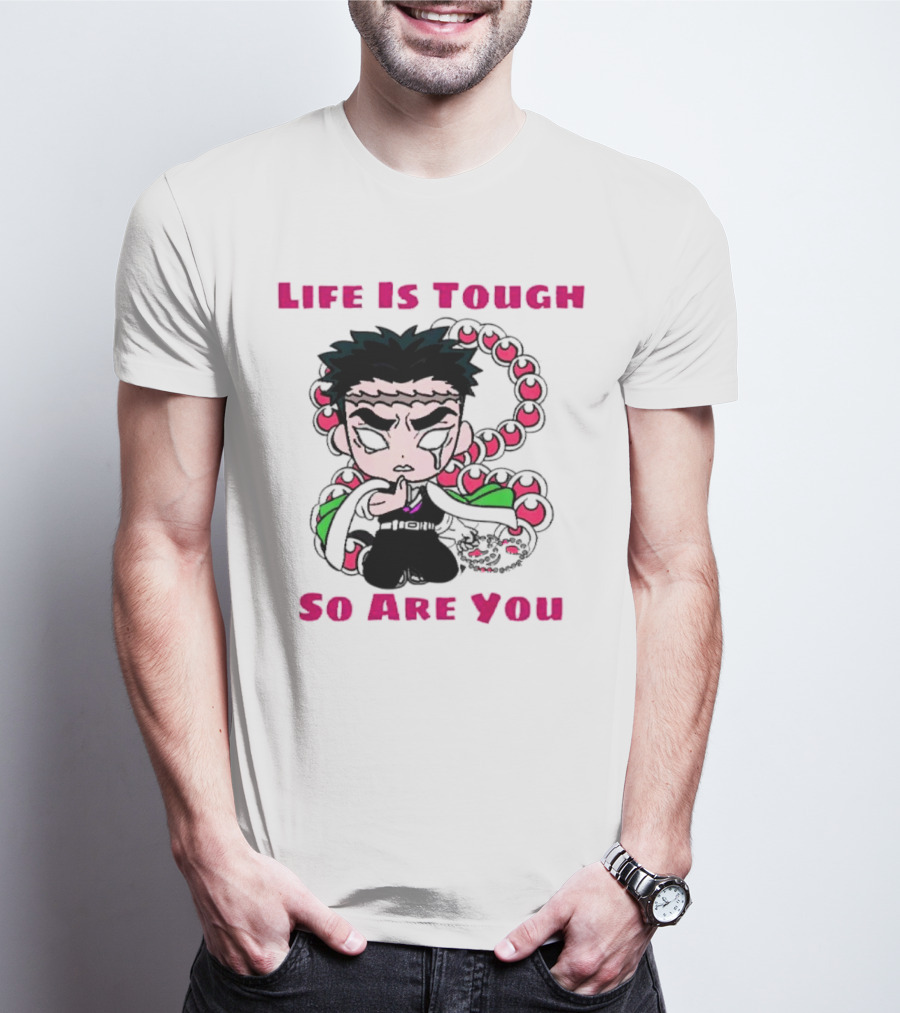 Life Is Tough So Are You Anime Character With Beads And Green Accents T-Shirt