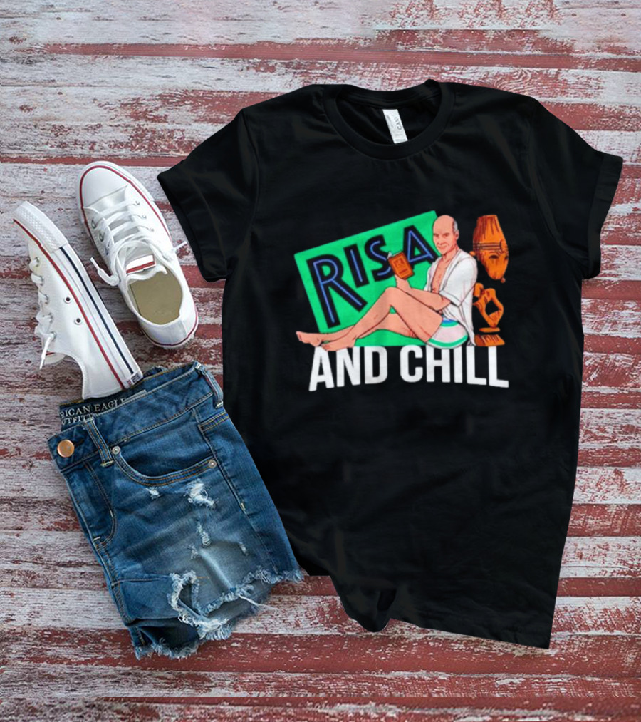 Risa And Chill Star Trek Parody Patrick Stewart Tropical Vacation Relaxation T-Shirt