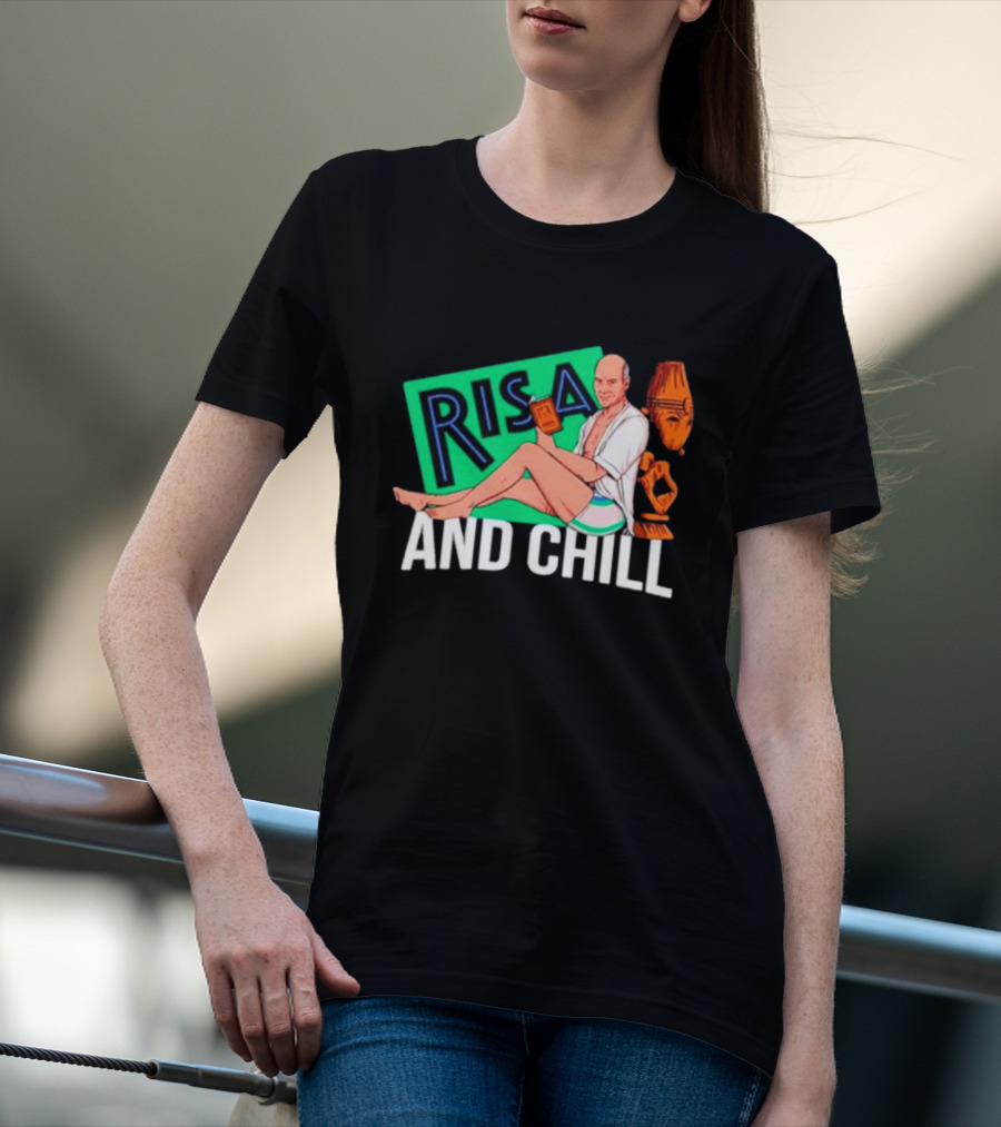 Risa And Chill Star Trek Parody Patrick Stewart Tropical Vacation Relaxation T-Shirt