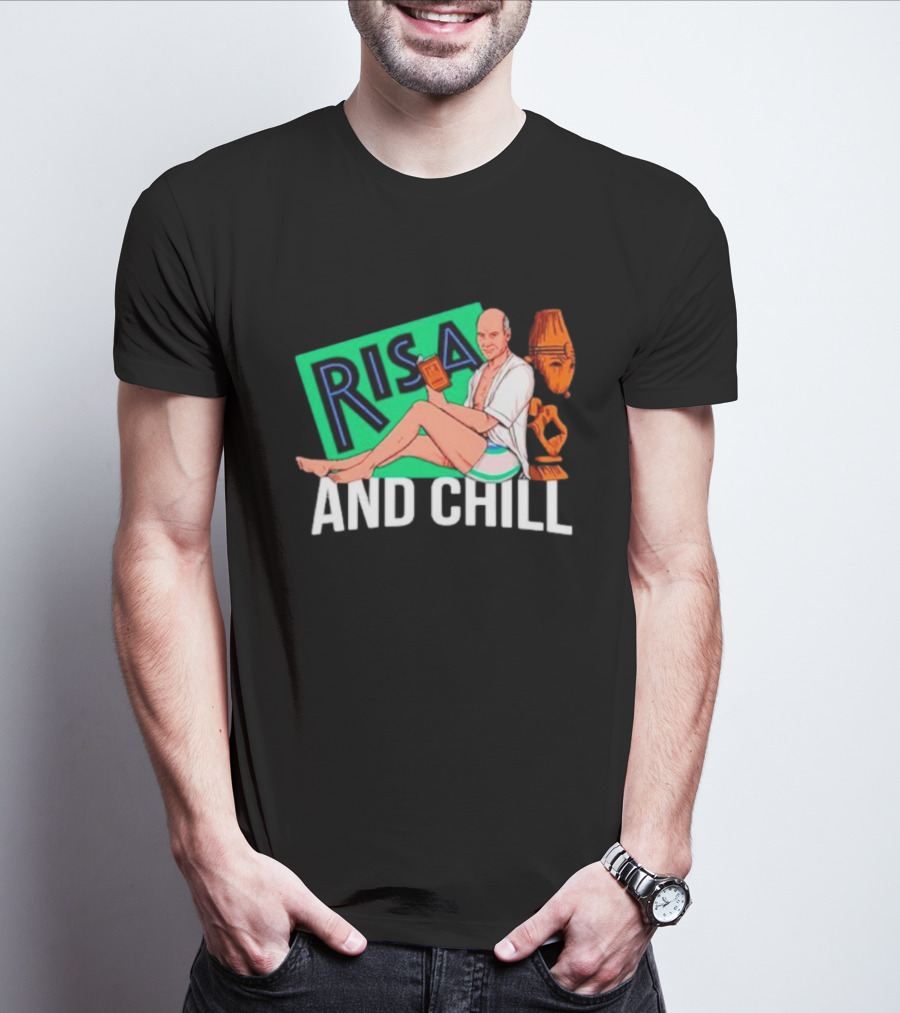 Risa And Chill Star Trek Parody Patrick Stewart Tropical Vacation Relaxation T-Shirt