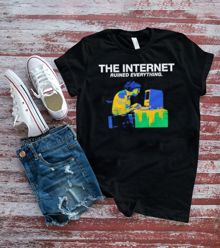 The Internet Ruined Everything Retro Computer Print T-Shirt