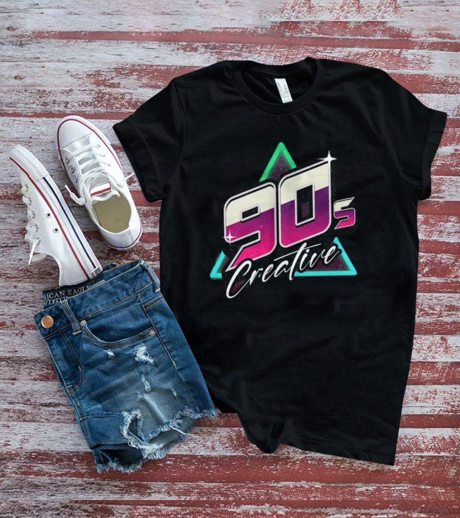 90s Creative Synthwave Retro Neon Triangle T-Shirt