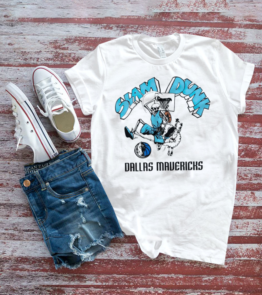 Dallas Mavericks Slam Dunk Skeleton Basketball T-Shirt