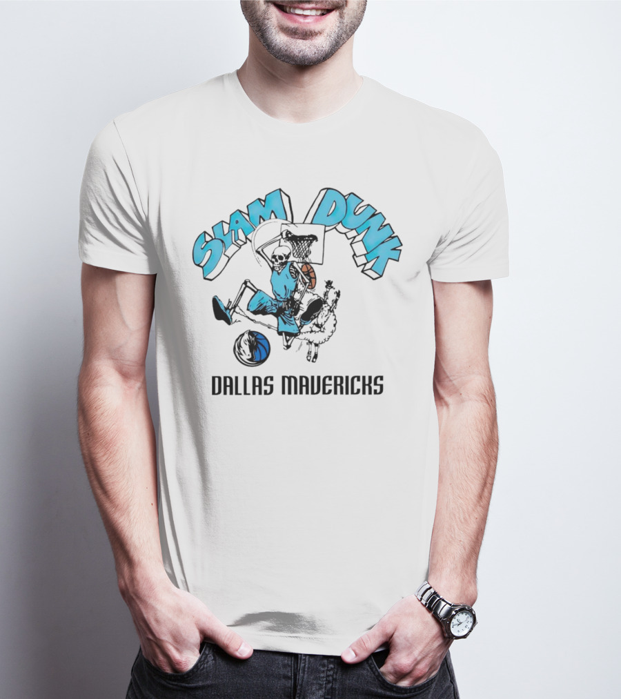 Dallas Mavericks Slam Dunk Skeleton Basketball T-Shirt