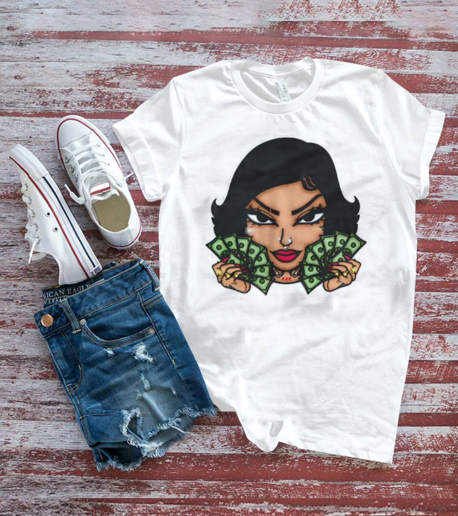 Mialani Aurora Holding Dollar Bills Cartoon T-Shirt