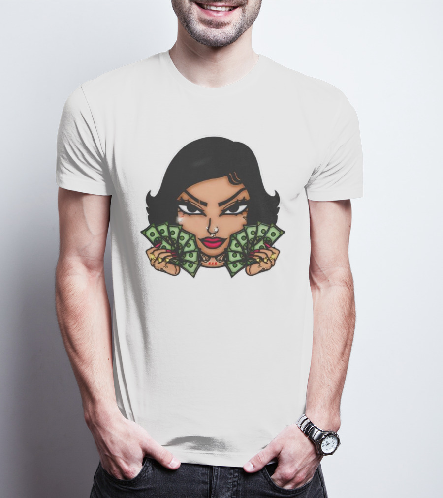Mialani Aurora Holding Dollar Bills Cartoon T-Shirt
