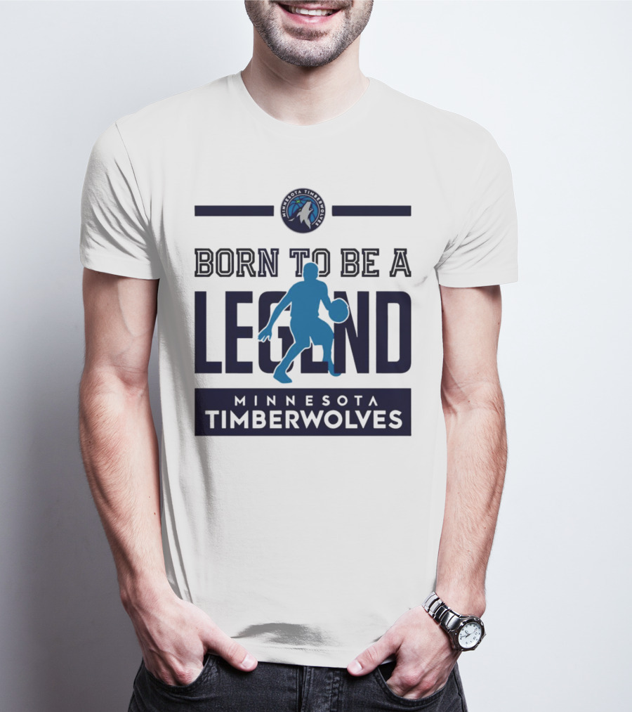 Minnesota Timberwolves Born To Be A Legend With Wolf Logo And Basketball Player T-Shirt