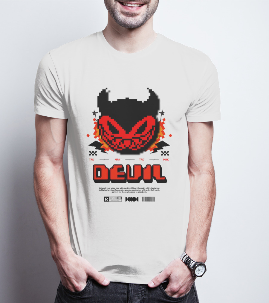 DEVIL PIXELS TRD MRK RETRO PIXEL ART FACE T-Shirt