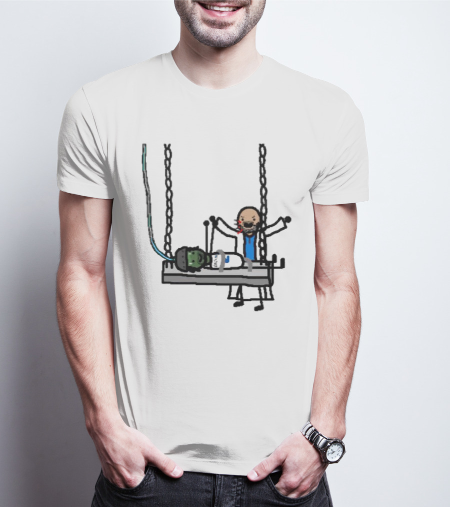 Dereck Its A Live-Ly Frankenstein Doctor With Green Zombie On Medical Table T-Shirt
