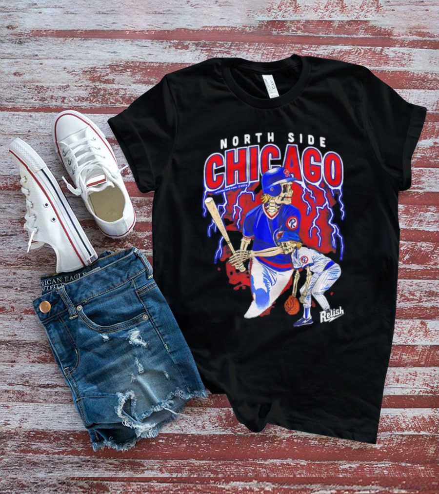 North Side Chicago Baseball Skeleton Relish T-Shirt