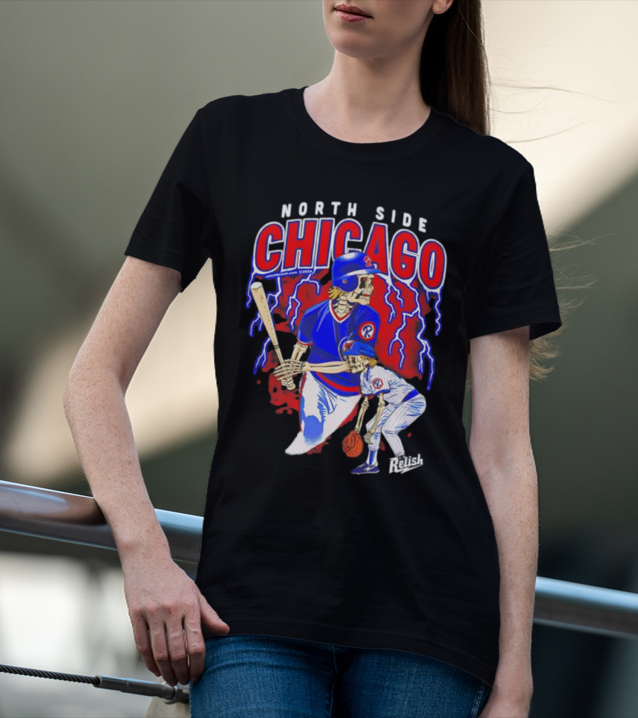 North Side Chicago Baseball Skeleton Relish T-Shirt
