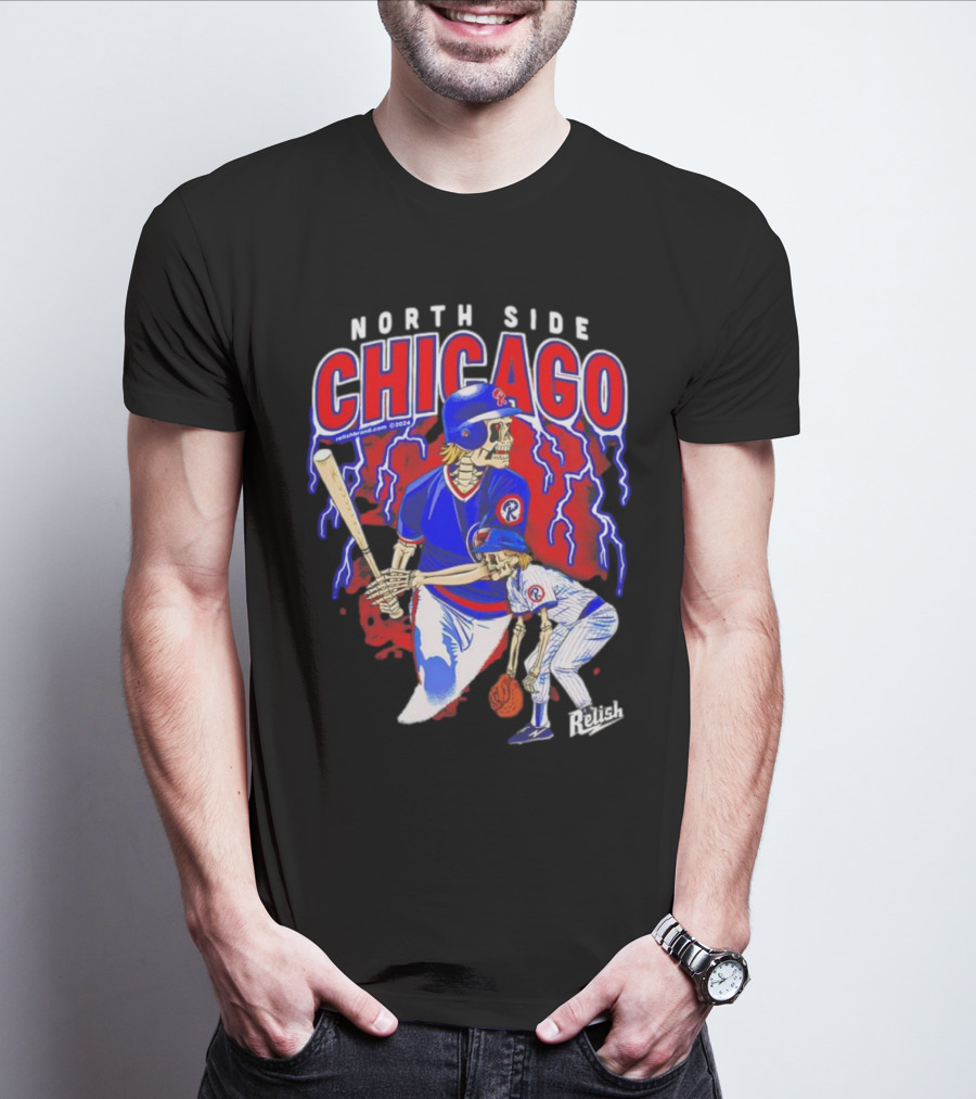 North Side Chicago Baseball Skeleton Relish T-Shirt